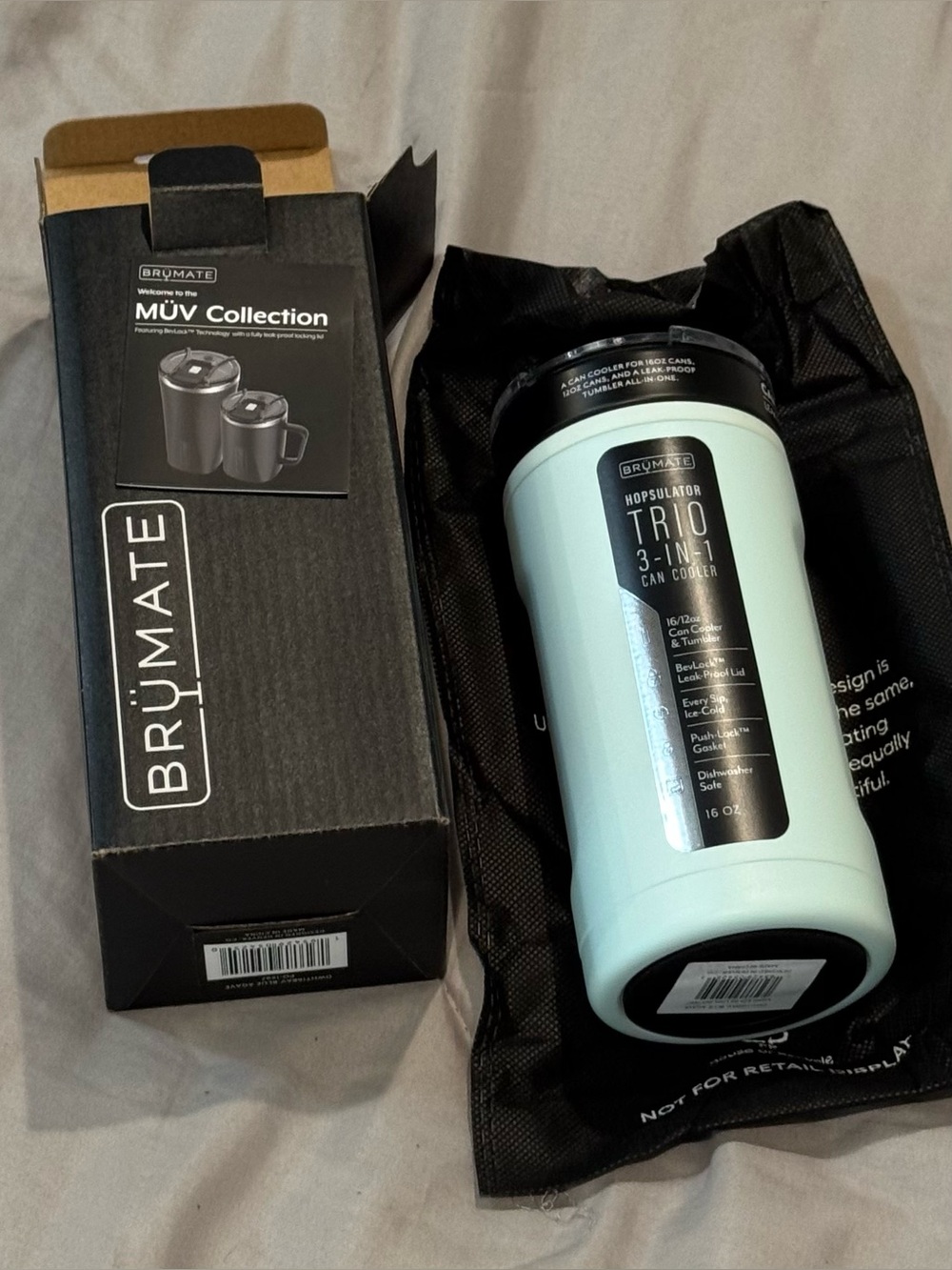 Brumate Mint and Black All-in-One Trio Can Cooler Tumbler